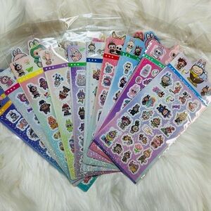 Bundle of 10 sheets Colorful Labubu Character Sticker Set